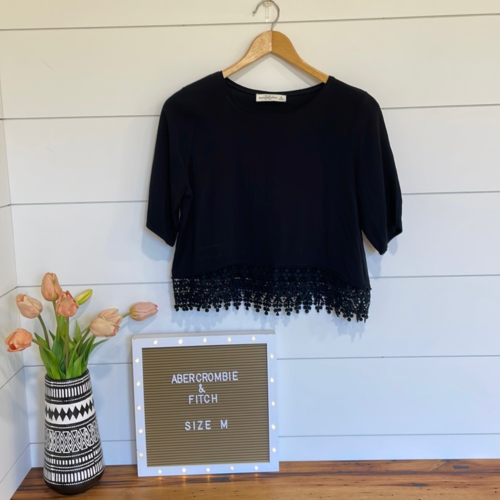 Abercrombie & Fitch Black Lace Crop Top